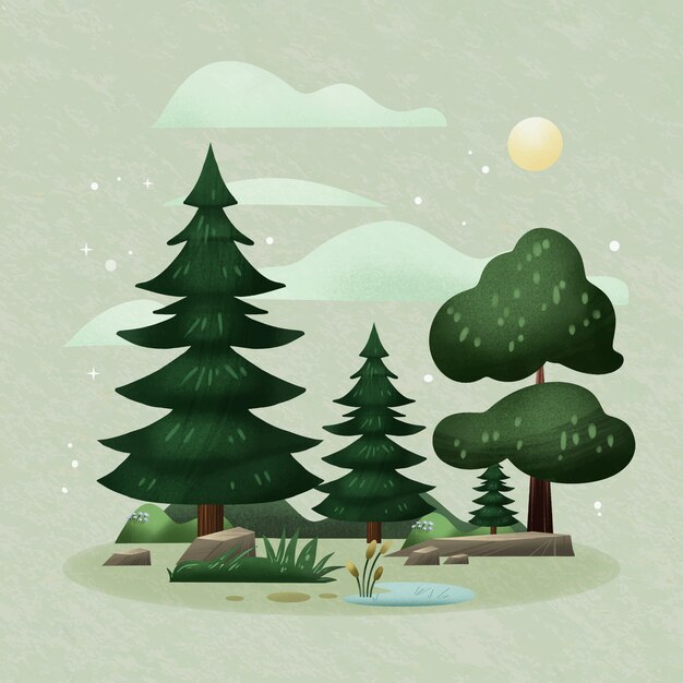 Illustrazione ad acquerello del giorno della foresta