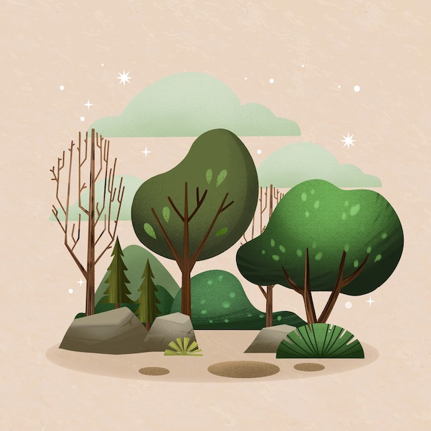 Illustrazione ad acquerello per la celebrazione della Giornata internazionale delle foreste.
