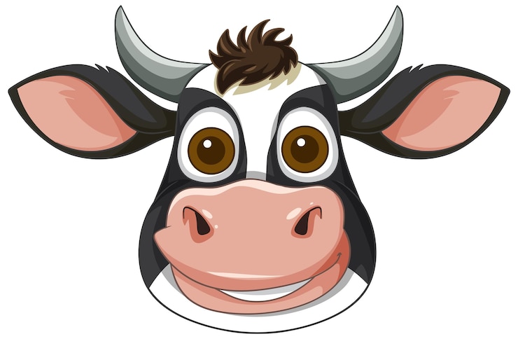 Vettore gratuito illustrazione allegra di una mucca di cartone animato