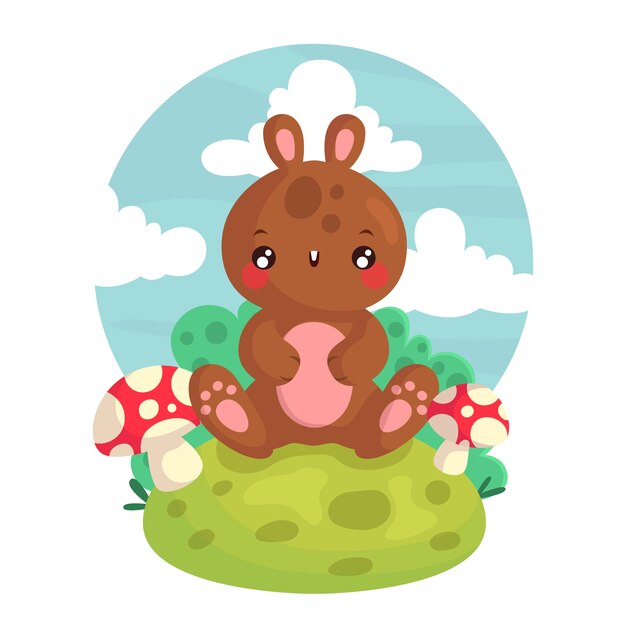 Illustrazione animale kawaii disegnata a mano