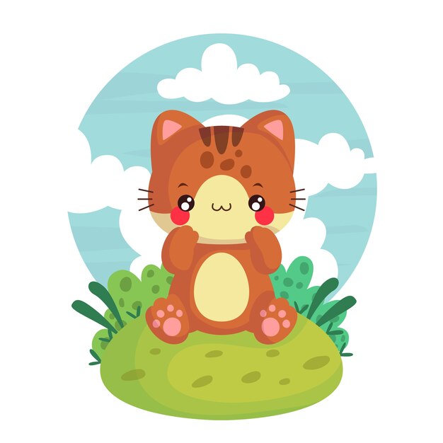 Illustrazione animale kawaii disegnata a mano