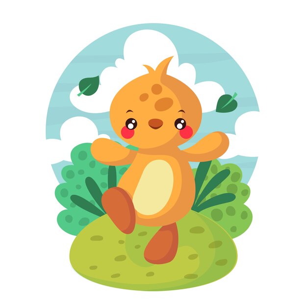 Illustrazione animale kawaii disegnata a mano