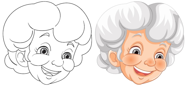 Vettore gratuito illustrazione animata della nonna allegra