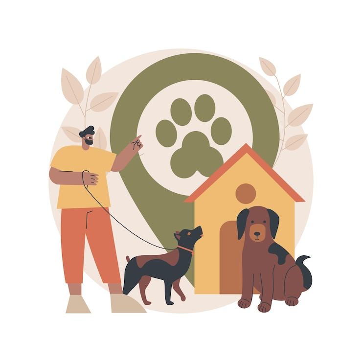 Vettore gratuito illustrazione astratta del posto amichevole dei cani