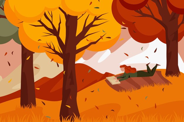 Illustrazione autunnale piatta disegnata a mano