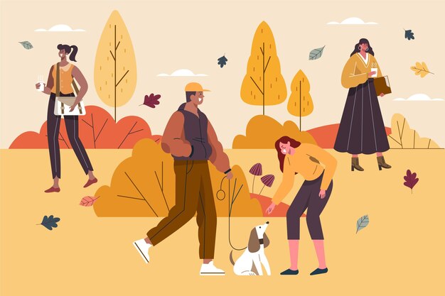 Illustrazione autunnale piatta disegnata a mano