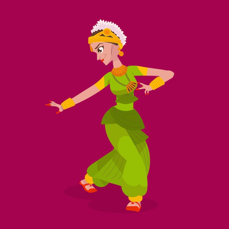 Vettore gratuito illustrazione bharathanatyam disegnata a mano