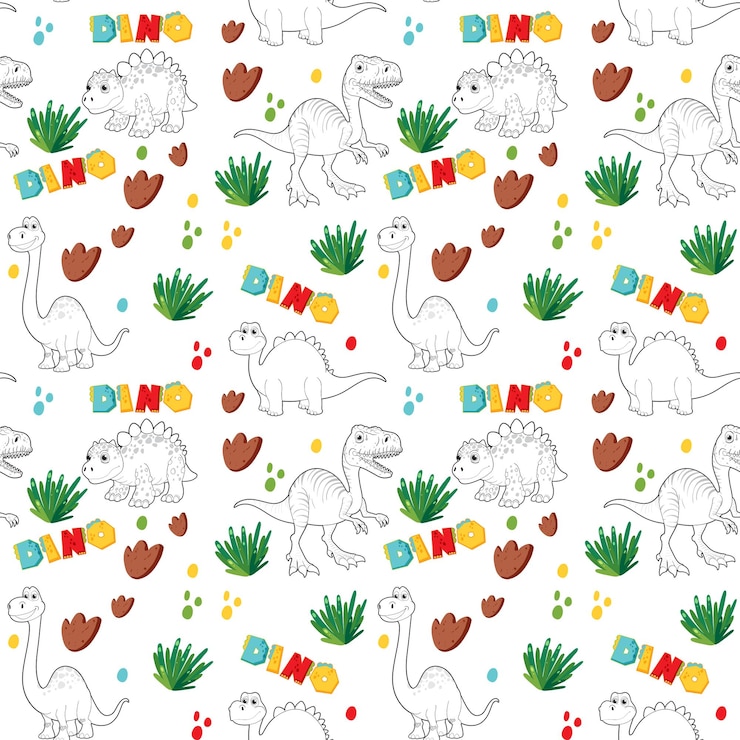 Vettore gratuito illustrazione colorata del modello del dinosauro