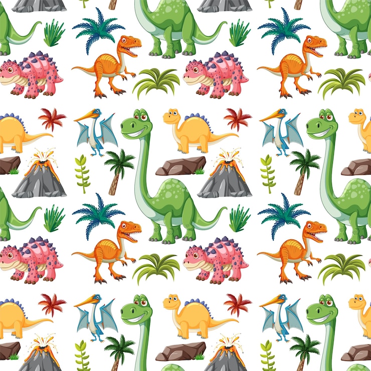 Vettore gratuito illustrazione colorata del modello del dinosauro