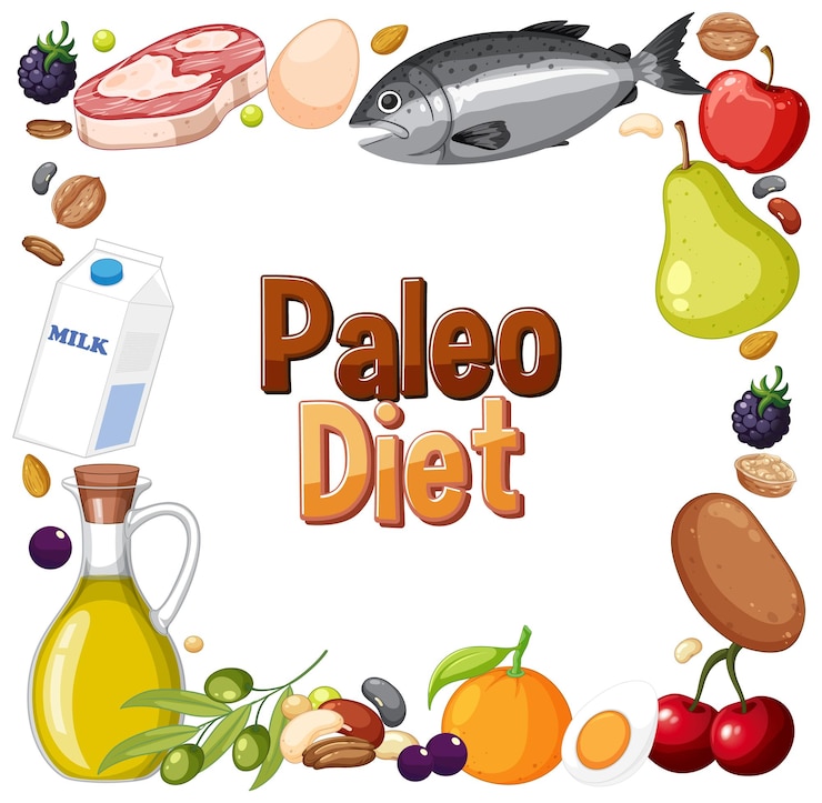 Vettore gratuito illustrazione colorata della dieta paleo