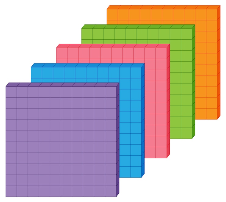 Vettore gratuito illustrazione colorata di blocchi matematici frazionari