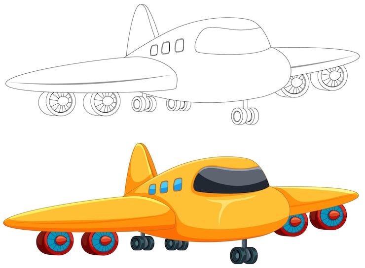Vettore gratuito illustrazione colorata di un aereo di cartone animato