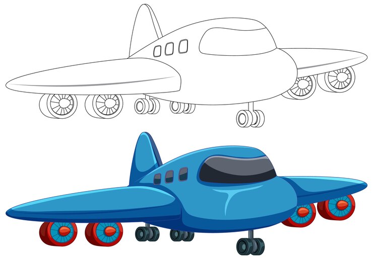 Vettore gratuito illustrazione colorata di un aereo di cartone animato
