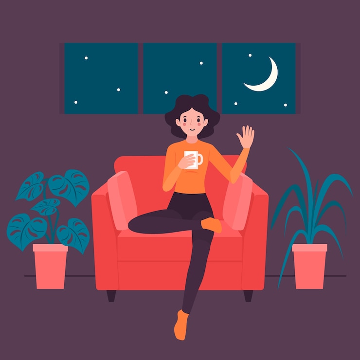 Vettore gratuito illustrazione con la persona che si rilassa a casa concetto