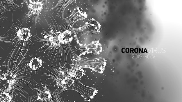 illustrazione concettuale di Coronavirus. Modulo del virus 3d su una priorità bassa astratta. Visualizzazione di agenti patogeni.