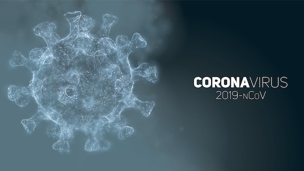 illustrazione concettuale di Coronavirus. Modulo del virus 3d su una priorità bassa astratta. Visualizzazione di agenti patogeni.