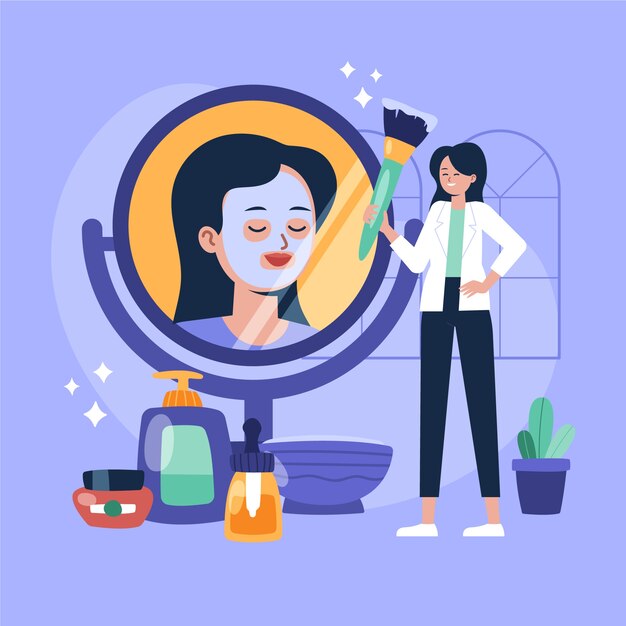 Illustrazione cosmetologo design piatto disegnato a mano