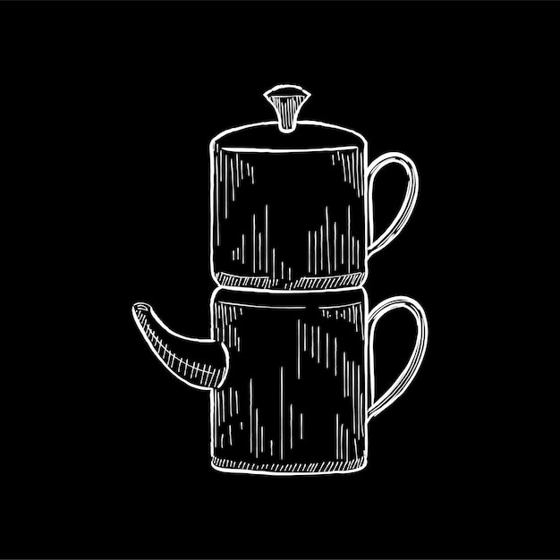 Illustrazione d&#39;epoca di una caffettiera