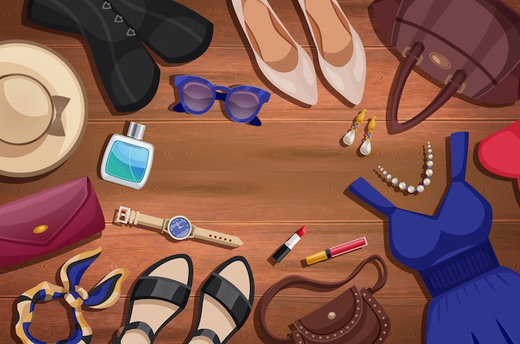 Vettore gratuito illustrazione degli accessori delle donne