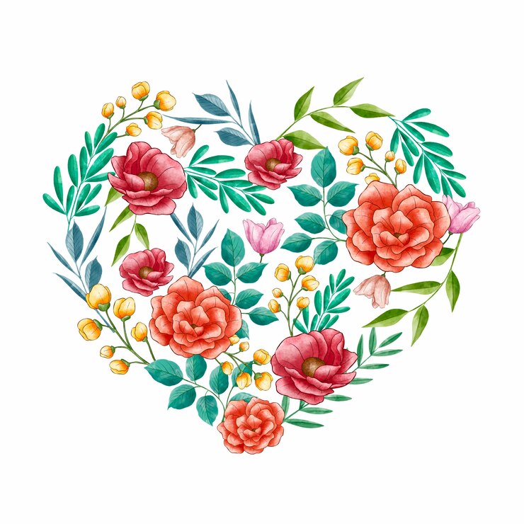 Vettore gratuito illustrazione dei fiori di san valentino dell'acquerello
