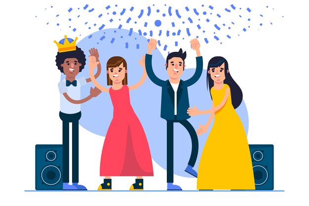 Illustrazione del ballo di fine anno piatto