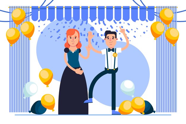 Illustrazione del ballo di fine anno piatto