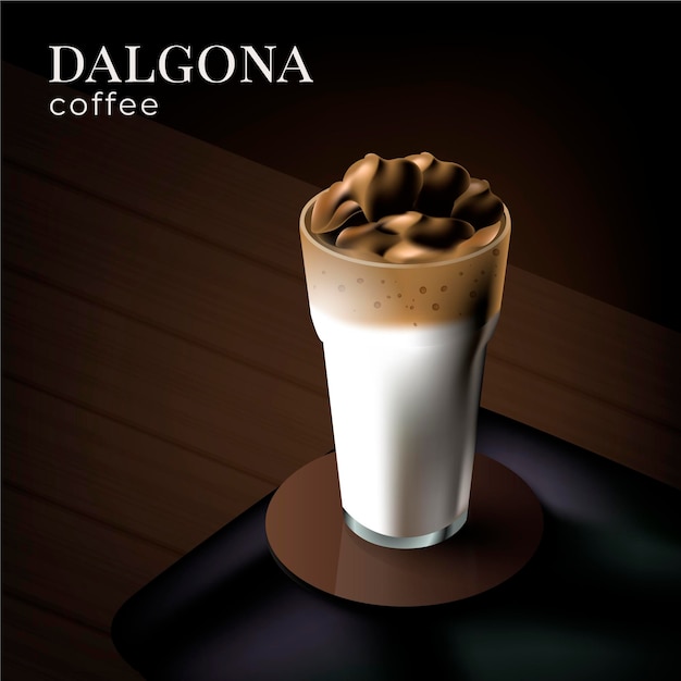 Illustrazione del caffè di Dalgona con vetro