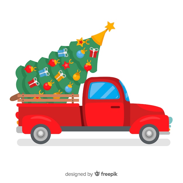 Illustrazione del camion di consegna dell&#39;albero di Natale
