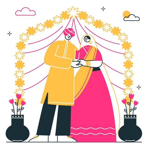 Illustrazione del concetto del matrimonio indiano