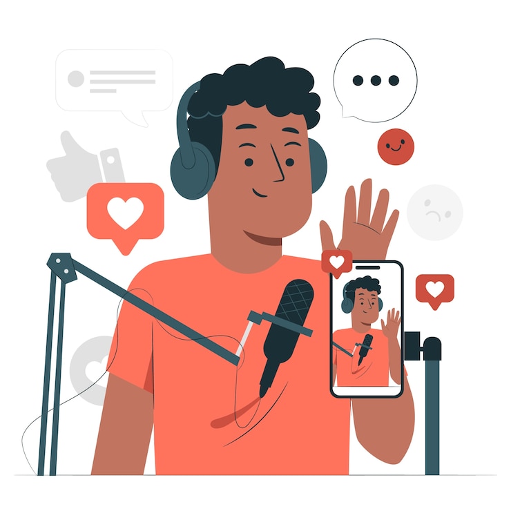 Vettore gratuito illustrazione del concetto del video blog