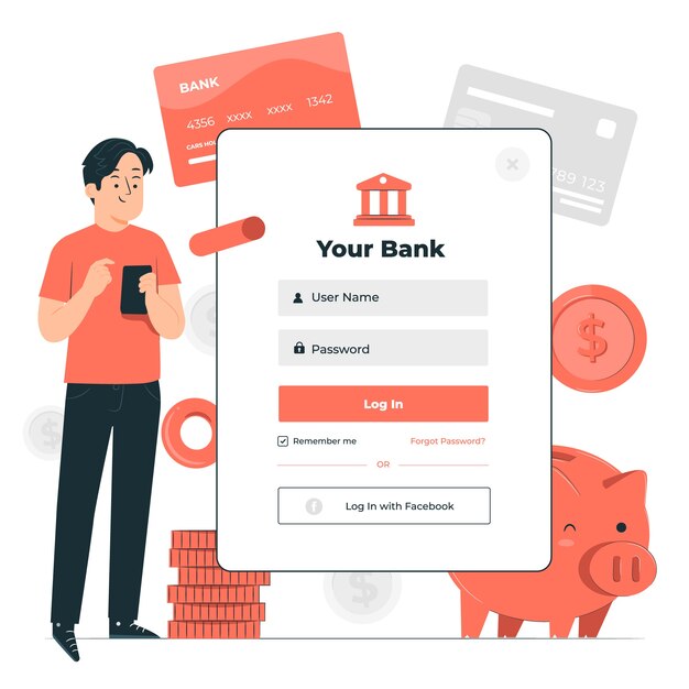 Illustrazione del concetto di accesso alla banca