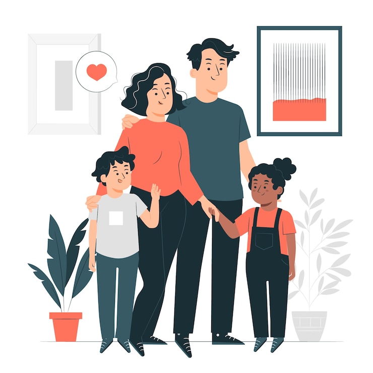 Vettore gratuito illustrazione del concetto di adozione di bambini