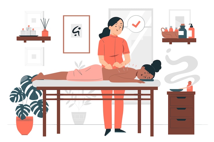 Vettore gratuito illustrazione del concetto di agopuntura