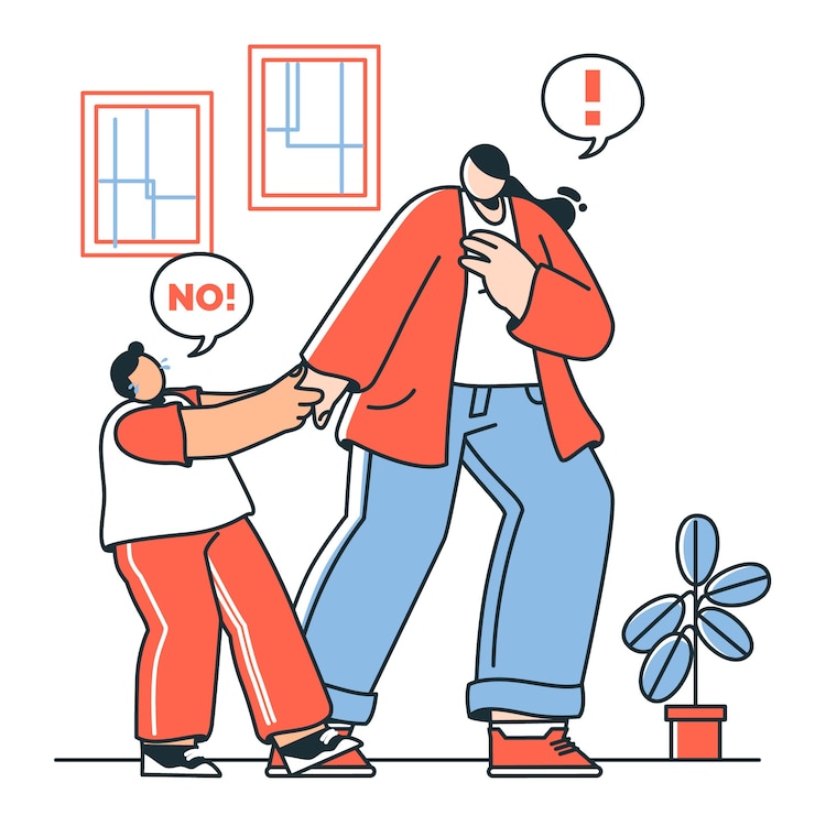 Vettore gratuito illustrazione del concetto di ansia da separazione