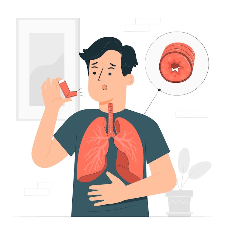 Vettore gratuito illustrazione del concetto di asma