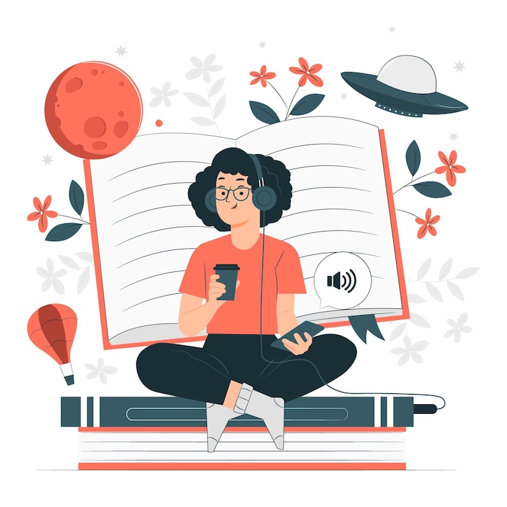 Vettore gratuito illustrazione del concetto di audiolibro