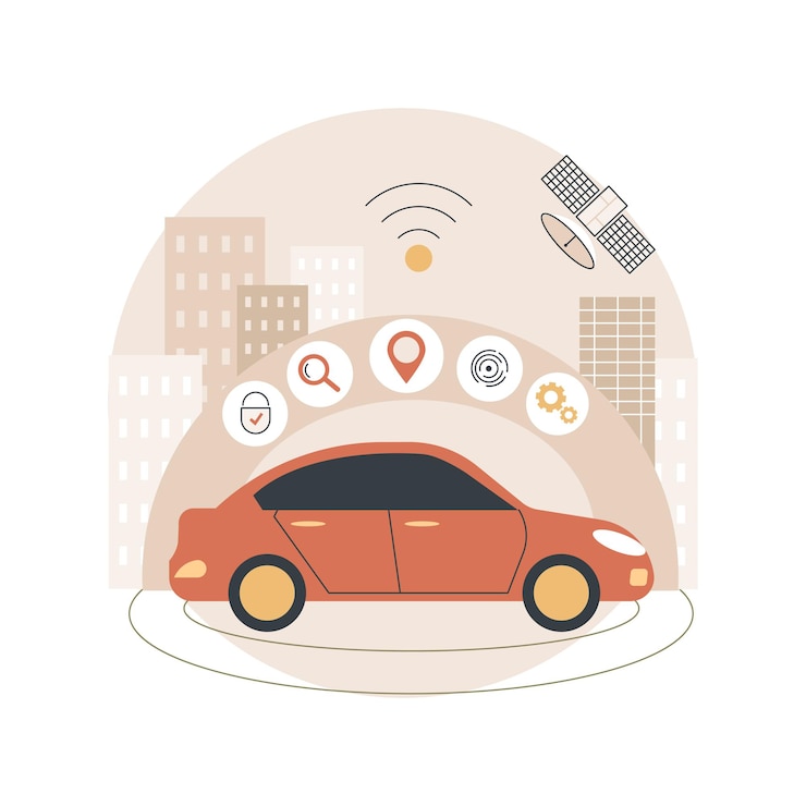 Vettore gratuito illustrazione del concetto di auto autonoma