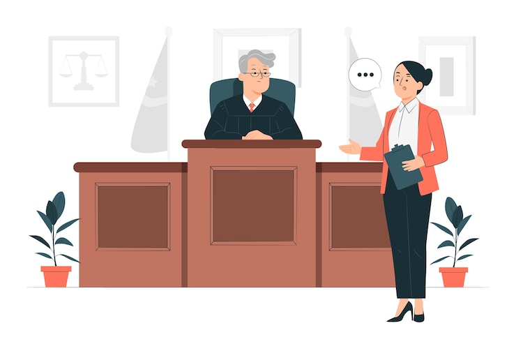 Vettore gratuito illustrazione del concetto di avvocato in tribunale