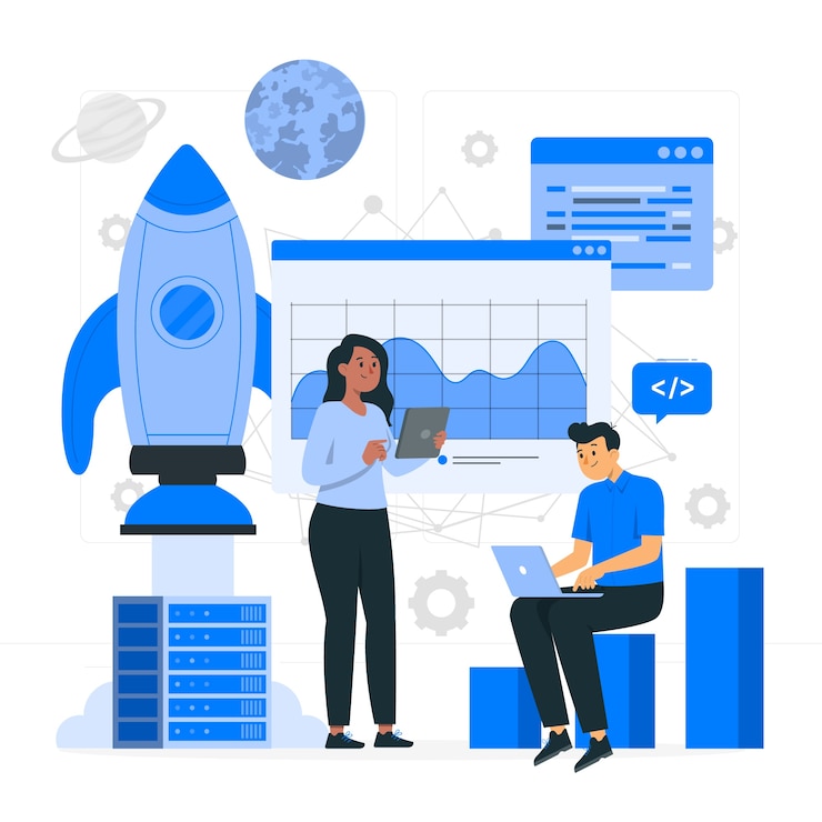 Vettore gratuito illustrazione del concetto di azienda tecnologica