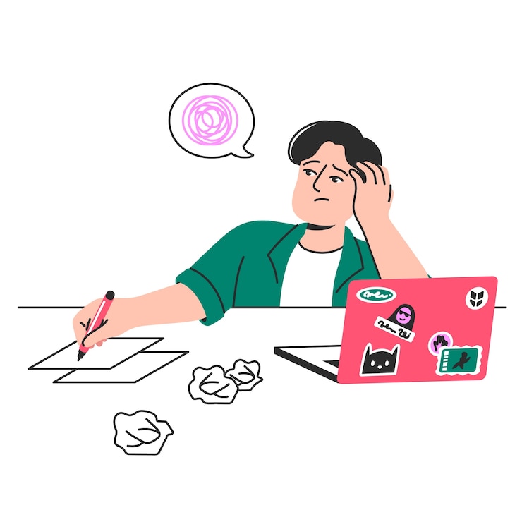 Vettore gratuito illustrazione del concetto di blocco dello scrittore