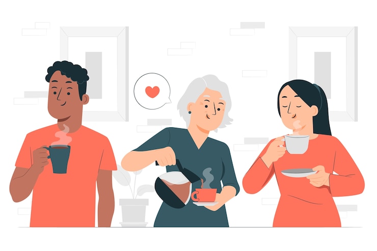 Vettore gratuito illustrazione del concetto di caffè bevente