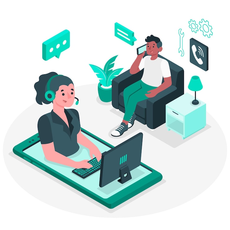 Vettore gratuito illustrazione del concetto di call center