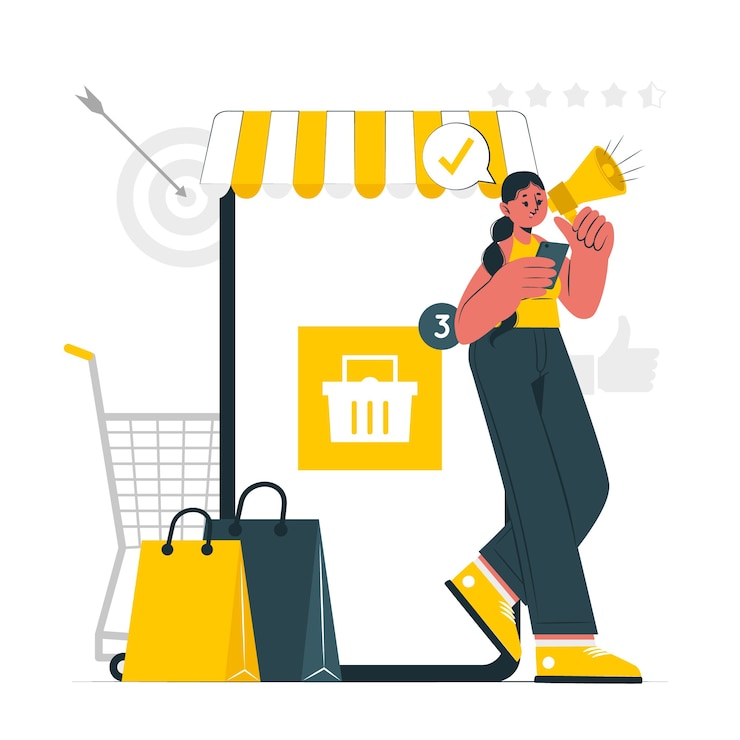 Vettore gratuito illustrazione del concetto di campagna e-commerce