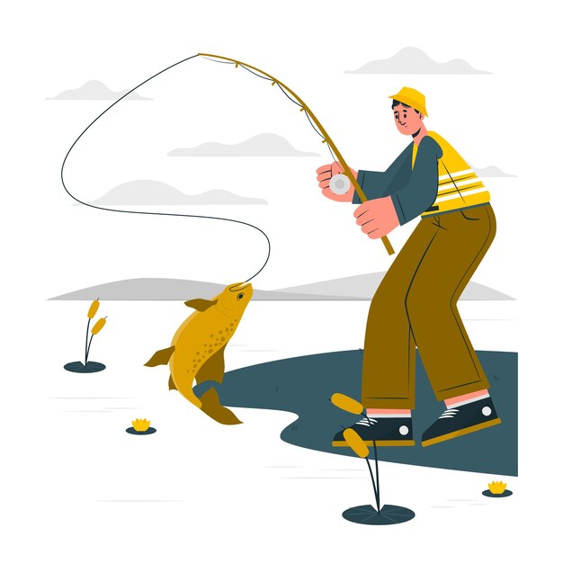 Illustrazione del concetto di canna da pesca