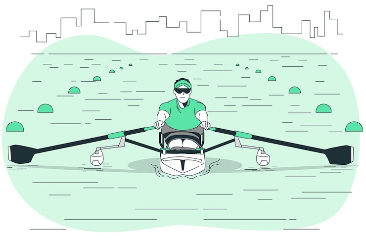 Vettore gratuito illustrazione del concetto di canottaggio paralimpico