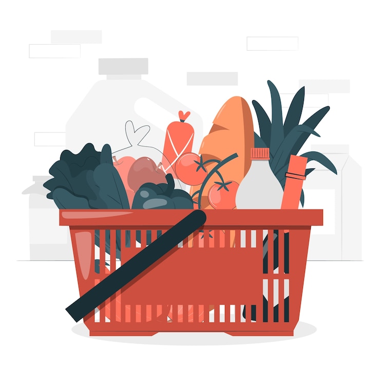 Vettore gratuito illustrazione del concetto di carrello della spesa