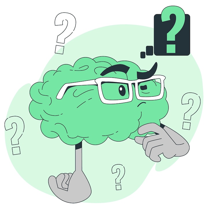 Vettore gratuito illustrazione del concetto di cervello della curiosità
