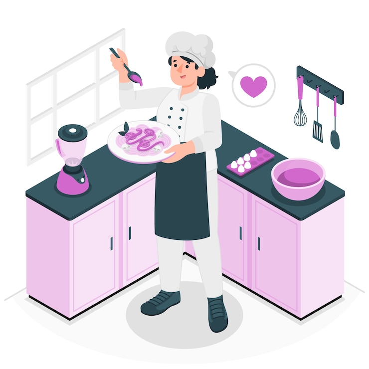Vettore gratuito illustrazione del concetto di chef femminile