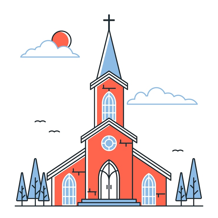 Vettore gratuito illustrazione del concetto di chiesa