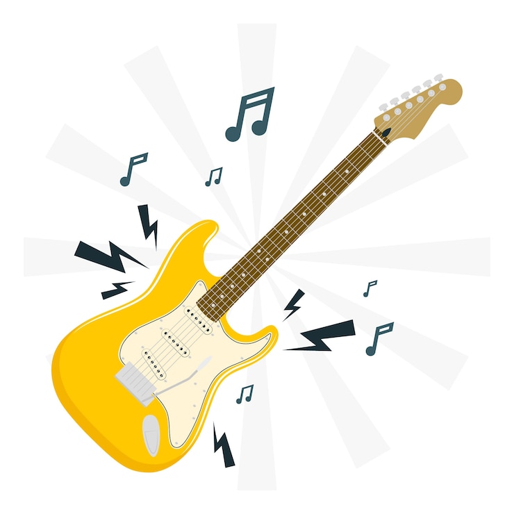 Vettore gratuito illustrazione del concetto di chitarra elettrica